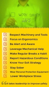 work safety tips Pantalla Digital (9:16) template