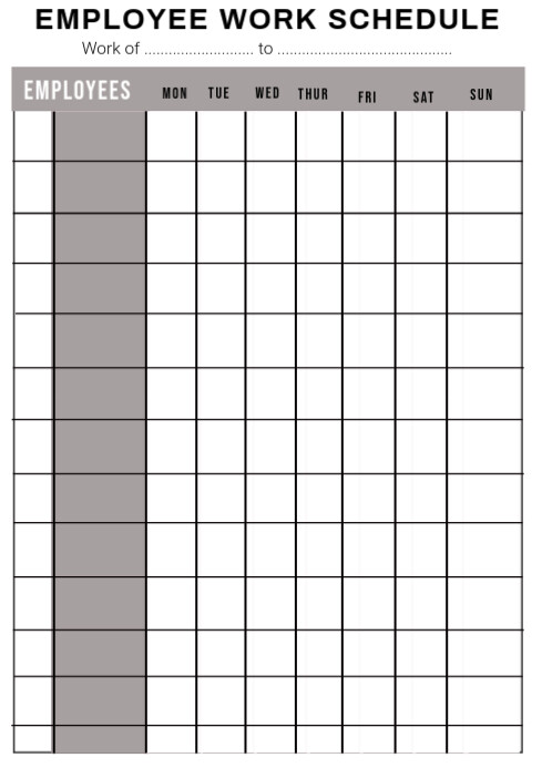 WORK SCHEDULE Template PosterMyWall