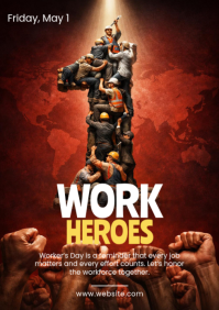 Rød Worker's day A1 Template