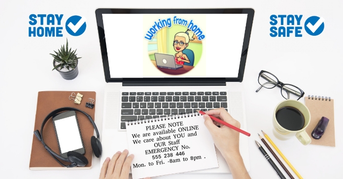 Working from Home Online Facebook Shared Image template