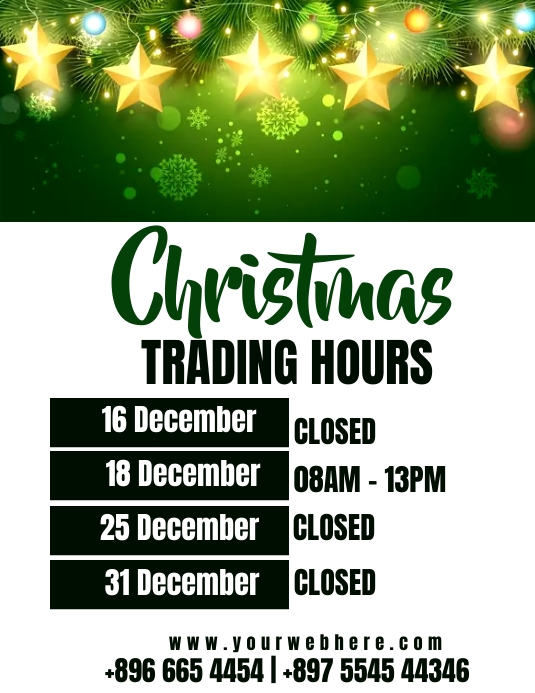 working hours Template PosterMyWall