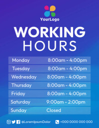 working hours template | PosterMyWall