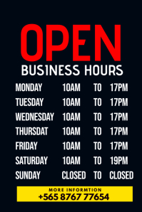 Working hours Poster template