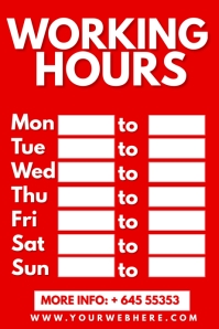 working hours Template | PosterMyWall