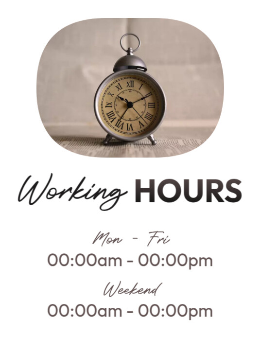Program Hours Design Working hours Template | PosterMyWall