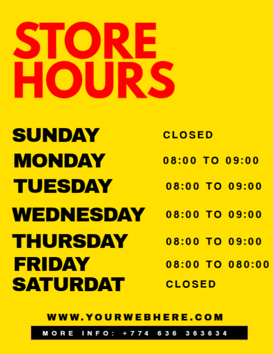 working hours Template | PosterMyWall