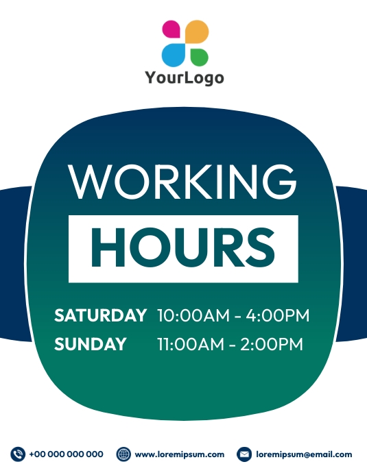 working hours Template | PosterMyWall