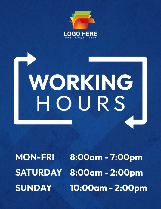 Time Work Poster working hours poster Template | PosterMyWall