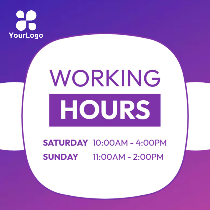 working hours template PosterMyWall
