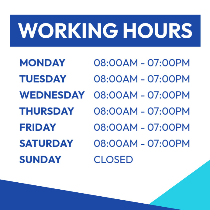 Copy of working hours template | PosterMyWall