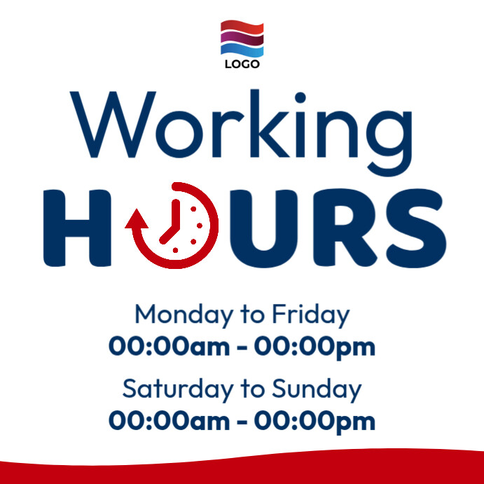 working hours template | PosterMyWall