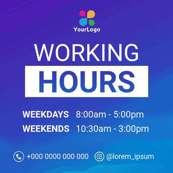 Program Hours Design working hours template | PosterMyWall