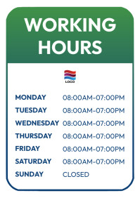 Working hours template A4