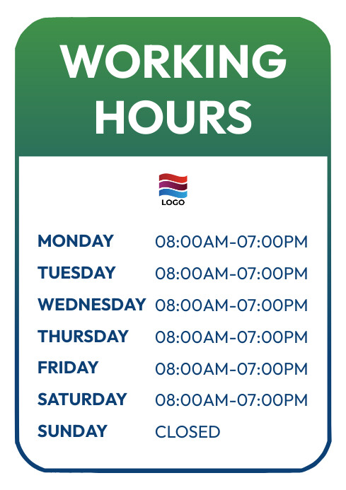 Working Hours Note White Business Hours A4 Template | PosterMyWall