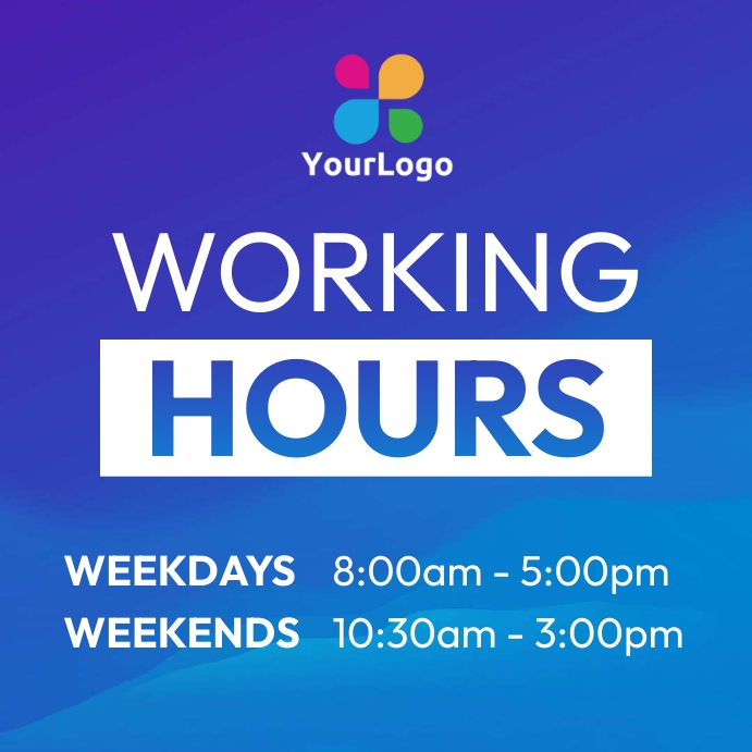 working hours template PosterMyWall