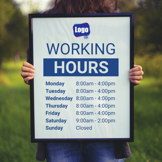 working hours template | PosterMyWall