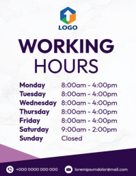 Working hours template | PosterMyWall