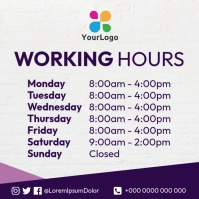 working hours template Instagram Post