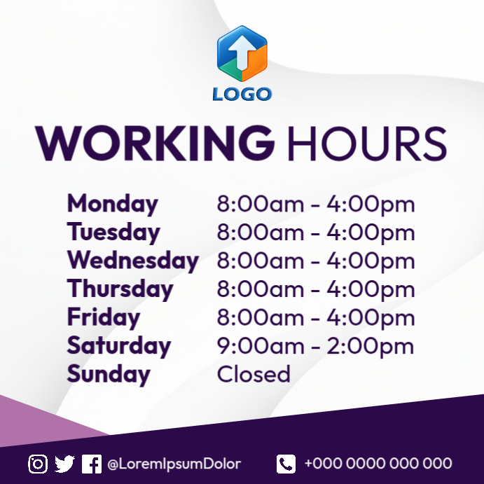 Copy of working hours template | PosterMyWall