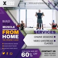 Workout from Home Exercise App Video Ad Carré (1:1) template