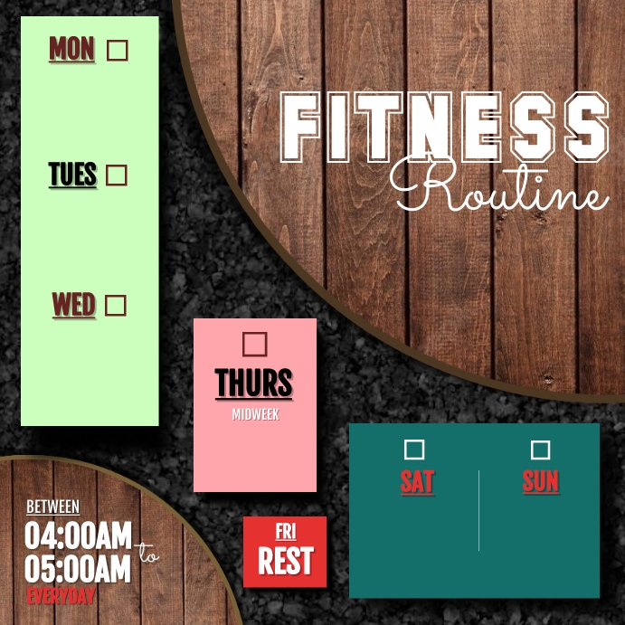 WORKOUT ROUTINE SCHEDULE Template | PosterMyWall