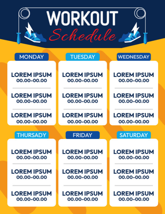 workout-routine-schedule Flyer (US Letter) template