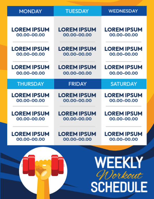Copy of workout-routine-schedule-template | PosterMyWall