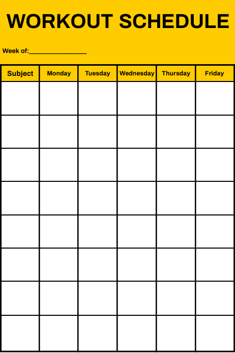 Blank Workout Schedule