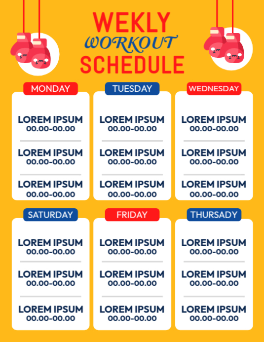 Plantilla de workout schedule template | PosterMyWall