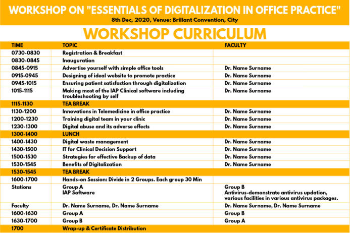 Workshop Program Design Workshop Curriculum Schedule Template | PosterMyWall