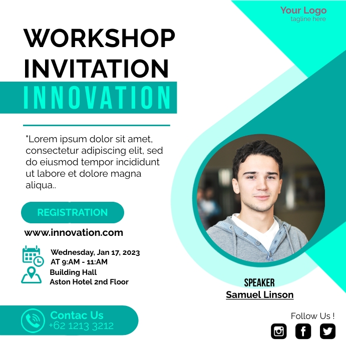Workshop Invitation, Webinar Invitation Instagram Plasing template