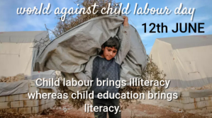 Grå World against child labour day Ekran reklamowy Template