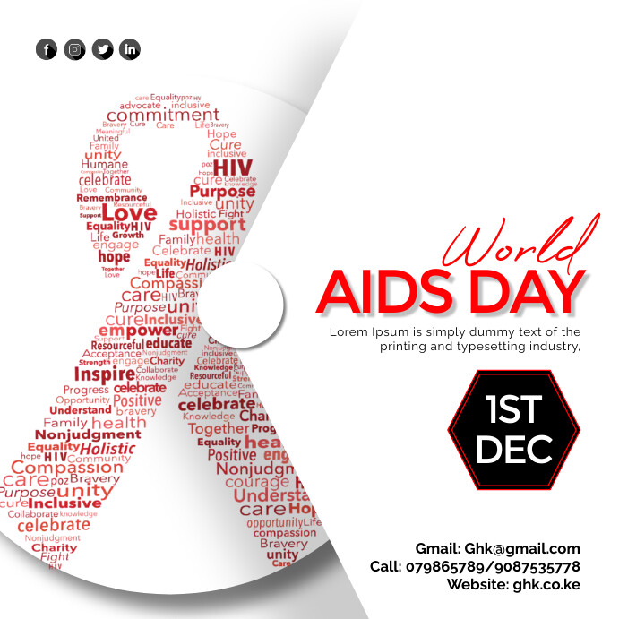 Copy of White and black HIV/AIDS social media post template | PosterMyWall