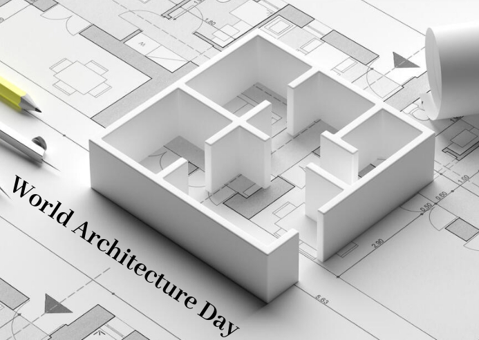 World architecture day Postkarte template