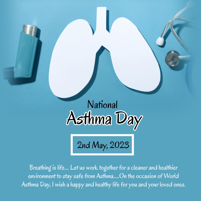 world asthma day,international asthma day Instagram Post template