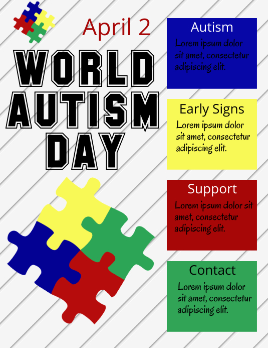 World Autism Day, Autism Ulotka (US Letter) template