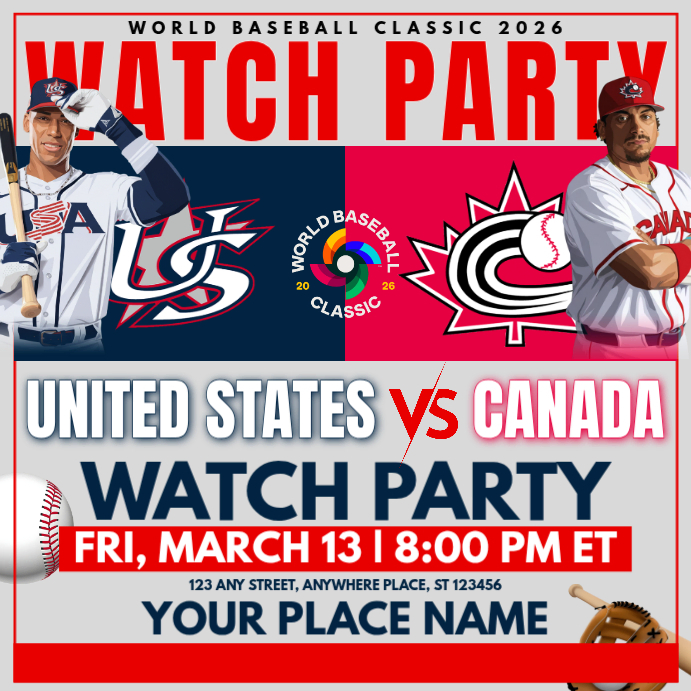 World Baseball Classic Quarterfinal Watch Party Instagram Post Template ...