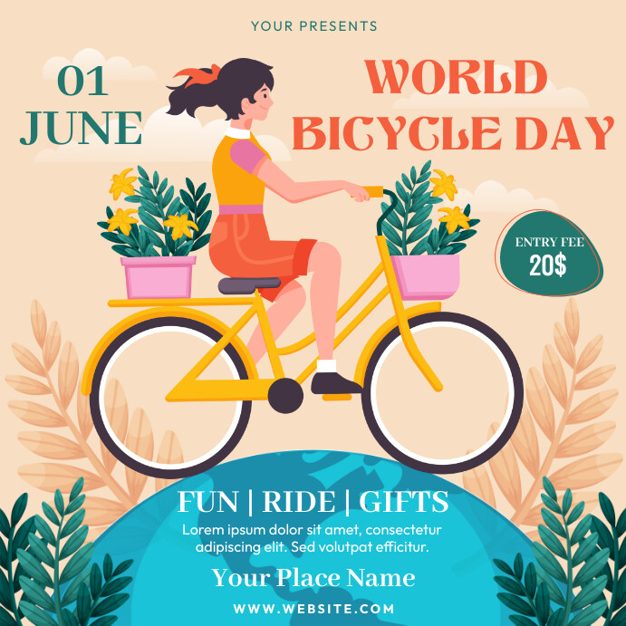 Bicycle Riding Ad world bicycle day ad template เทมเพลต | PosterMyWall