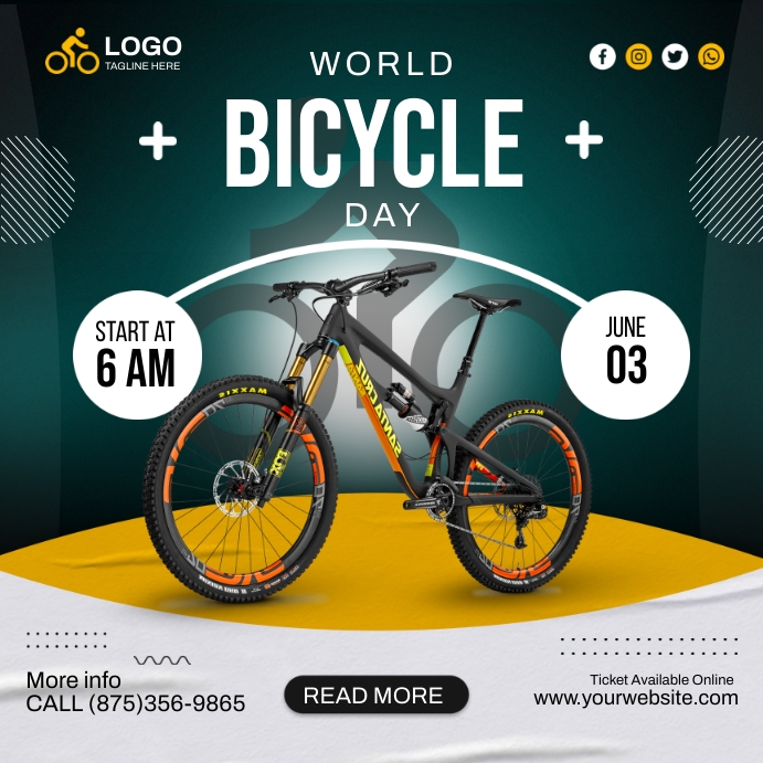 Bicycle Riding Ad World Bicycle Day Ads Template | PosterMyWall