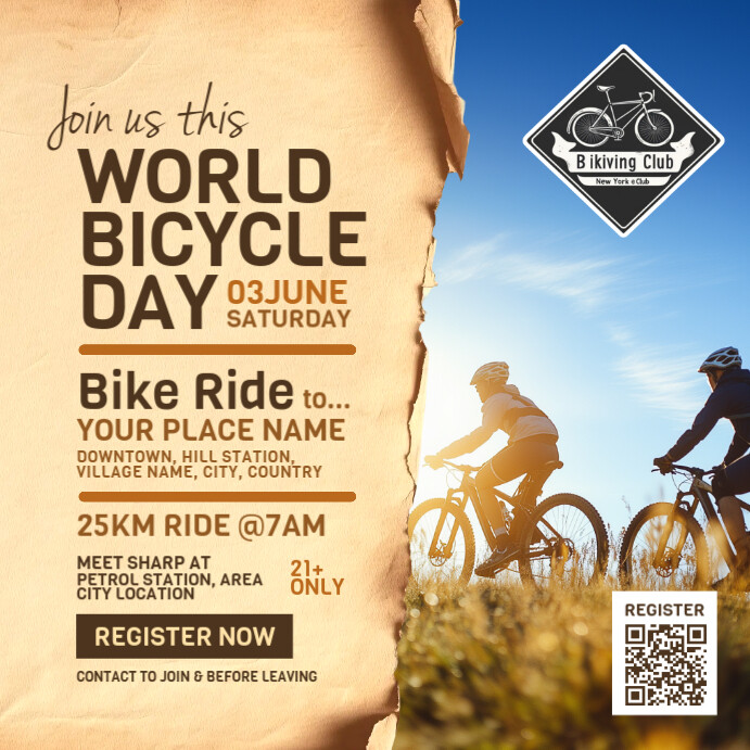 Bike Ride Poster Sample Bike Ride Flyer Template Bicycle Race. Biker Sport. Bicycle Rider