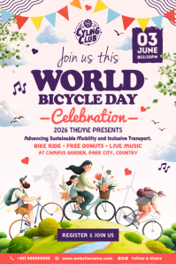 White Bicycle Day Celebration Plakkaat Template