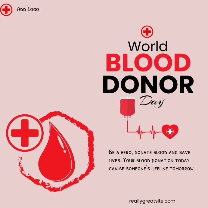 World blood donar day, blood donation post template
