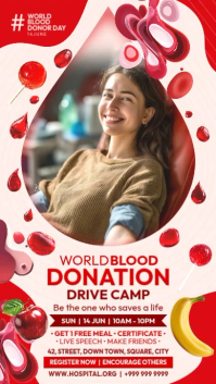 World Blood Donation Drive Display Template Digitale Vertoning (9:16)