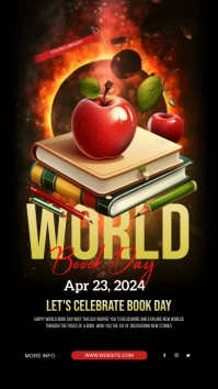 World book day poster งานแสดงผลงานแบบดิจิทัล (9:16) template