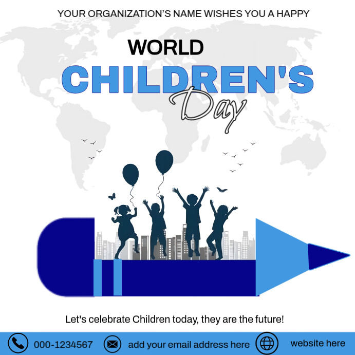 World children's day card flyer template Сообщение Instagram