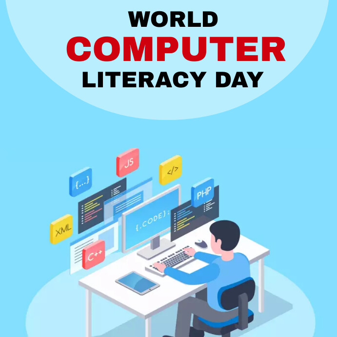 World computer literacy day Instagram Post template