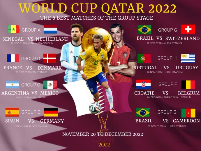 WORLD CUP 2022 GROUP STAGE FLYRE TEMPLATE | PosterMyWall world-cup-2022-group-stage-flyre-template-postermywall
