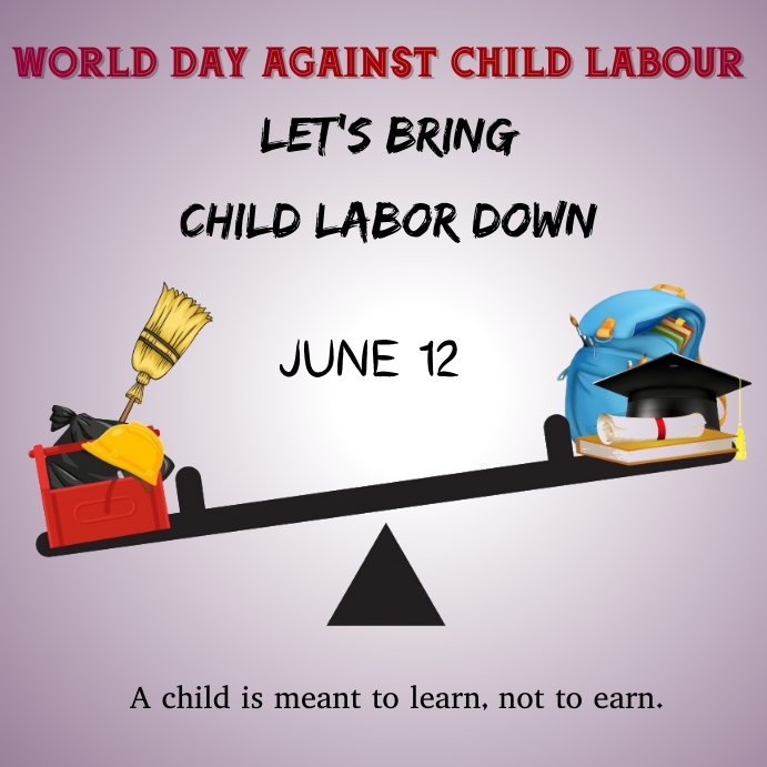 world day against child labour,child labour Instagram-Beitrag template