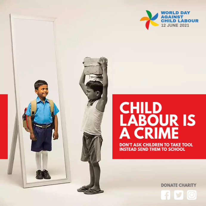 World Day Against Child Labour Wpis na Instagrama template