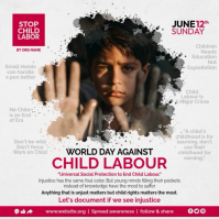 White Child Labour Awareness โพสต์บน Instagram Template